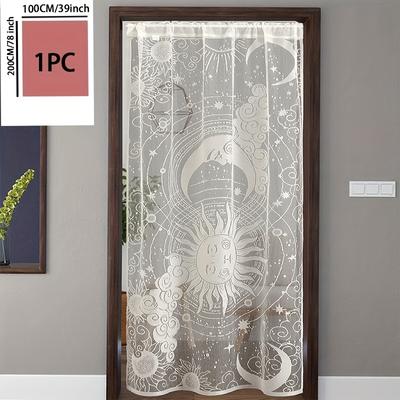 TEMU 1pc Elegant Lace Curtain - , Rod For , Decor, Machine Washable Polyester, Versatile For All , Curtain| Decor|jacquard Woven Polyester, Bathroom Window Curtains Image