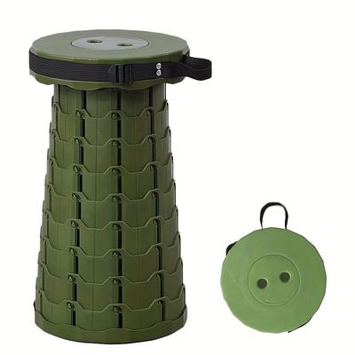 TEMU 1pc Collapsible Pvc Folding Chair, Round Shape, Adjustable Height, Portable Telescopic Seat For Outdoor Camping & Travel Image