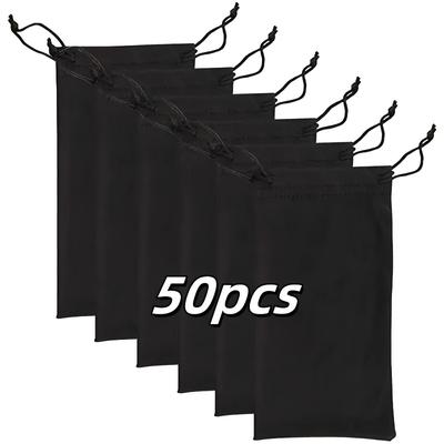 TEMU 50pcs Soft Fabric Pouches, Ultrafine Microfiber Dustproof High Quality Drawstring Eyewear Carry Bags, Portable Eyeglass Case Container Organizer Image