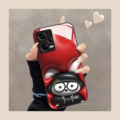 TEMU Creative Glasses Folding Ear Rabbit Phone Case For Xiaomi Redmi Note 9/9pro/10/10pro/11/11pro/11e/pro/11pro+/12/12pro/12pro+/12turbo Silicone Glass Straight Edge Phone Protective Cover Image
