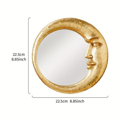 TEMU 1pc, 8.85*8.95-inch Resin Material Round Decorative Hanging Mirror, Creative Background Wall Home Art Ornament, Suitable For Wall Decoration And Vanity Mirrors As Well As Photography Props Image