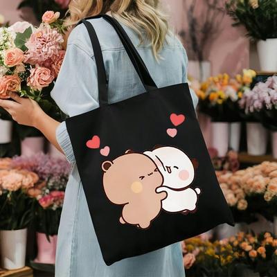TEMU Dudu, Lz24112010 Tote Bag With Embossed Flowers And Letters, Shopping Bag, Luggage Shoulder Bag, Canvas Bag, New Fabric Bag, Spacious Tote, Minimalist Handbag. Image