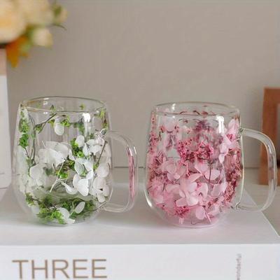TEMU 2pcs, Double-layer Couple Glass Cups, Built-in Real , Suitable For Coffee And Milk Beverage Cups, Hand-washable Cups Only, The For Holiday Gifts Image