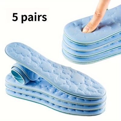 TEMU 5 Pairs Cooling Breathable Memory Foam Insoles, Sweat-absorbent & Odor-resistant, Arch Support Replacement Insoles For Men And Women