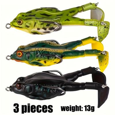 TEMU 3pcs Propeller Surface Frog Lure Set, Rotating Tail Floating Swing Bait With Sharp Hook, Suitable For Perch, Catfish And Other Freshwater Fishing Image