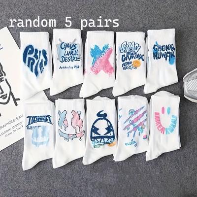 TEMU 10 Styles Of Casual Mid-calf Socks, Trendy Matching For Students And Sports Basketball Socks, Anti-odor Image