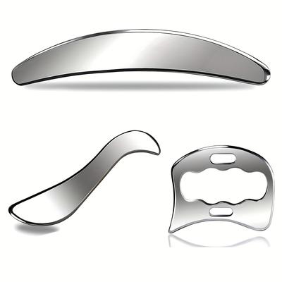 TEMU Stainless Steel Gua Sha Muscle Scraping Massage Tool - For Back, Legs, , Neck & Shoulders - Soft Tissue Therapy With Ergonomic , Unscented, No Battery Required, Massage Tools For Body Image