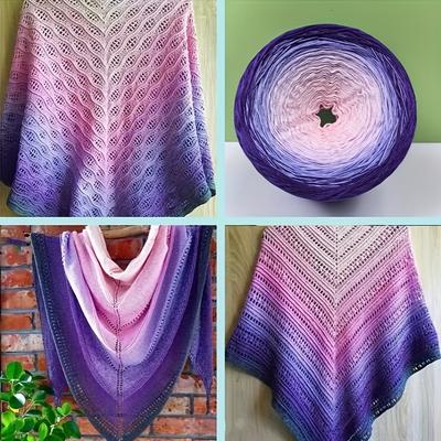 TEMU 300g Glossy Line Cake Line Gradient Long Section Dyed Transition Color Shawl Scarf Princess Skirt Hand-knitted Line Image