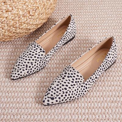 TEMU Women's Fashion Leopard Print Flats - Pointed Toe Slip-on Shoes With Lightweight Fabric Upper, Pu Inner & Insole, Tpr Sole - Image