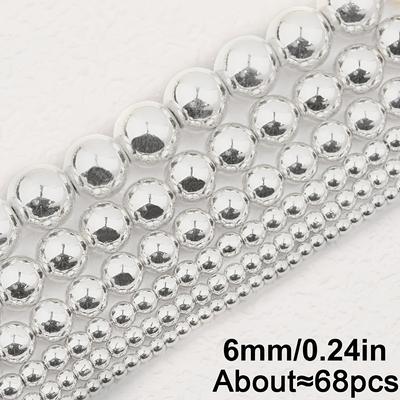 TEMU Round Hematite Beads In Sizes Of 2/3/4/6/8/10mm With Holes, Suitable For Making Handmade Necklaces, Bracelets, Hair Accessories, Shoe Accessories, Clothing Accessories. Image