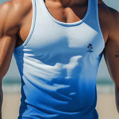 TEMU Men's Gradient Tank Top, Men's Stretchy Tank Top Image