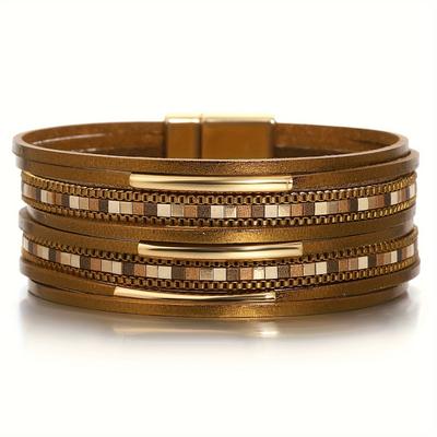 TEMU 1pc Vintage Classic Thin Strand Wrapped Leather Bracelet, Jewelry Gift Accessory, Leather Material Image