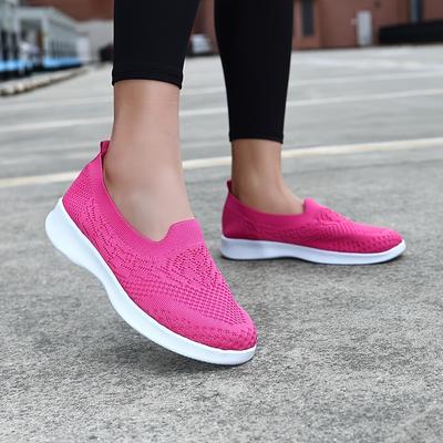 TEMU Breathable -on Sneakers For Women - Lightweight Summer Casual Shoes With Knit Fabric Upper, Eva Sole, And Comfortable Round Toe Design, Cute Shoes Image