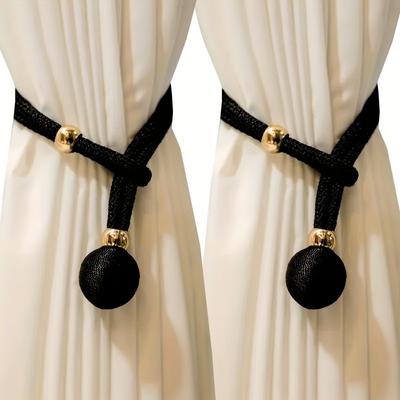 TEMU Window Curtain Tie Set Of 2 With Adjuster For Wall Curtain Fixing, Curtain Back Strap, Curtain Pull Back, Curtain Hook, Curtain Tie, Curtains Image