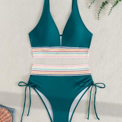 TEMU New Women's Swimsuit, Sexy Bikini Two-piece With Drawstring Image