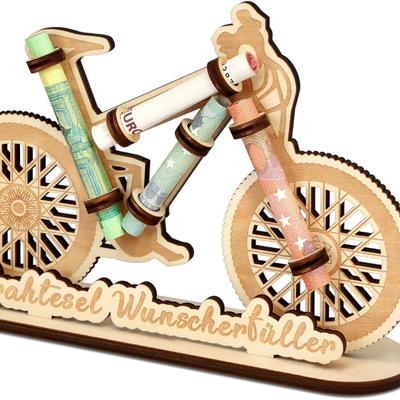 TEMU Wooden Bicycle Birthday Wallet - Durable Wooden Bicycle Gift With Hidden Cash Compartment | Bicycle Enthusiasts, Father's Day, Day Celebrations | Ideal For Bicycle Lovers, Bicycle Accessories Image
