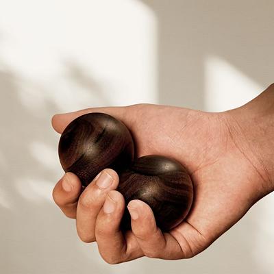 TEMU Two-pack Agarwood Elderly Handheld Fitness Ball Solid Wood Massage Handball, With Box Image