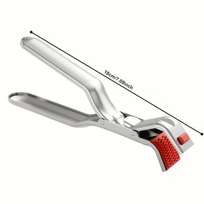 TEMU Yuhuphyllic Stainless Steel Heat-resistant Kitchen Tongs - One-handed Clamp For Safe Cooking, Frying, And Handling Hot Pots, Non-slip Oven & Induction Cooker , Durable And , Tongs For Cooking Image