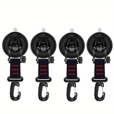 TEMU Set Of 4 Sturdy Pp Suction Cup Hooks With Carabiner - Versatile, Swiveling, And Reusable For Securing Equipment In Vehicles And Tents, . Image