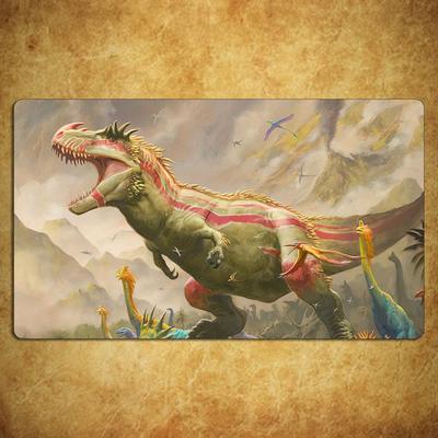 TEMU Dinosaur-themed Mtg Play Mat For Magic: & Tcg/ccg - Non-slip Rubber Surface With Vivid Dinosaur Illustration, Gaming Mat For Standard & , Dinosaur Toys Image