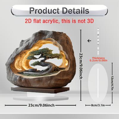 TEMU 2d Flat, 1pc, Tree Of Stone, 2d Flat Acrylic Art Desktop Accessory, Bohemian Style, , Office, Cafe, Bedroom, Porch, Or Any Room In Your Home, Unique Gift Idea, 2d Flat Image