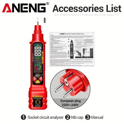 TEMU Aneng Vd808 Ocket Circuit Analyzer Circuit Breaker Finders Ac Voltage Tester Eu Plug Leakage Polarity Leakage Test Tools Without Battery Image