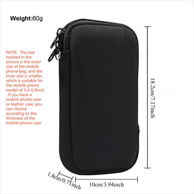 TEMU Compatible With Iphone 16 15 14 Pro Max,compatible With S24 S23 S22 S21 Ultra,redmi 14 Note Neck Strap 6.9 Inch Neoprene Phone Sleeve,universal Pouch Pouch Sleeve Neck Bag With Zipper (black) Image