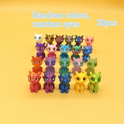 TEMU 5/10/15/20pcs Cute Mini 3d Printed Dragons - Colorful Fantasy Decorations For Home, Office, And Car | Ideal For Halloween, Easter, Christmas, Father's Day, Day, Birthday Parties Image