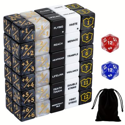 TEMU 62pcs Mtg Dice Counters Bulk Mtg Tokens Shield Life Counter Dice Set For Magic Assembly Meeting, Compatible With Tcg Card Game Accessories Ccg Creature Image