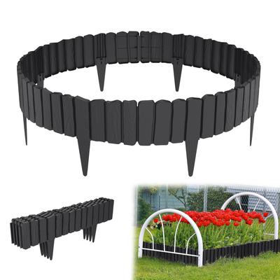 TEMU 57x23cm Garden Willow Fence Wood Look Lawn Edge Border Flexible Plastic Picket Fence For Garden Edging, Lawn Edging, Bed Bordering Image