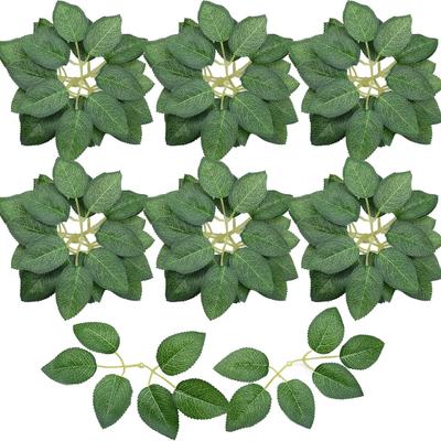 TEMU 120pcs Loose Rose Leaves Artificial Green Fake Rose Flower Leaves Diy Wedding Bouquet Center Decoration Party Decoration Rose Vine Garland Supplies 20pcs Image