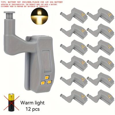 TEMU Hotu 12pcs Under Cabinet Lights, Led Lights, Multi-pack Under Cabinet Lights, Motion Sensor Lights For Kitchen, Closet, Bedroom And Living Room,a23 Battery Operated, Ships Without Batteries Image