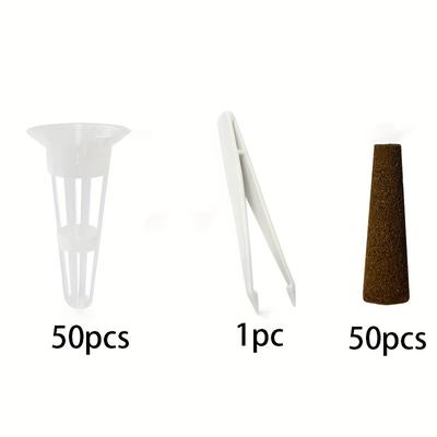 TEMU 50 Hydroponic Planting Kits, Chloroprene Rubber And Plastic Indoor Vegetable Growing Accessories, Lightweight And Versatile With Hooks, Suitable For Indoor And Outdoor Use In Irregular Shapes Image
