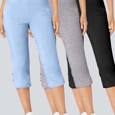 TEMU 3pcs Set - K25 Summer Women's Capris Casual Side Buttons Fashionable Women's Trousers Image