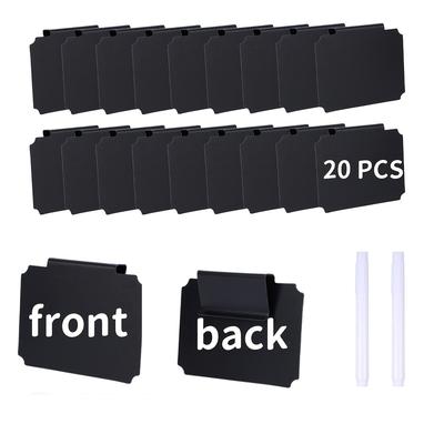 TEMU 20pcs Reusable Clip-in Chalkboard Labels For Storage Bins - Removable Pvc Bin Tags With 2 Markers, Closet & Home Organization, Black Image