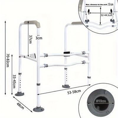 TEMU Standing Aid Toilet Height Adjustable Toilet Standing Aid Toilet Grab Handles For Seniors Toilet Frame Non-slip Toilet Seat Raiser With Armrests And Suction To 150 Kg Image