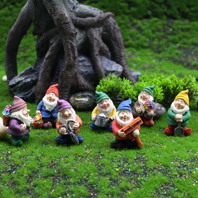 TEMU 7pcs Whimsical Garden Gnome Statues - Resin Lawn Ornaments With Unique Outfits & Accessories, Summer Yard, Planter, And Garden Decor, Garden Decorations Image