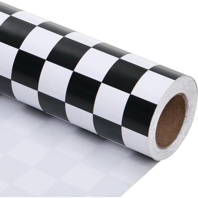 "TEMU Black And White Checkered Flag Wrapping Paper Roll - 17" X 33' Mini Race For , Birthdays, Christmas, And Holiday Gifts" Image