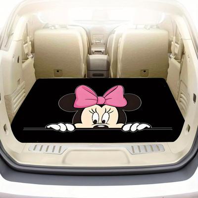TEMU Mouse Car Trunk Mat - Black With Pink , Durable Non-slip Backseat Protector For Cars, Suvs, Trucks - Travel, Birthdays, Valentine's Day Gifts, Vehicle Decor Accessory | Design Image