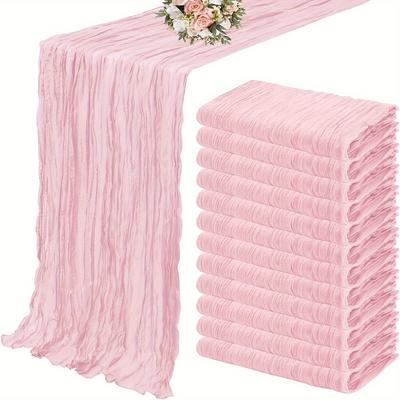 TEMU 12-pack Elegant Polyester Table Runner Set - Solid Color, Knit Fabric, For Wedding, Birthday, Home Decor - Rectangular, Woven, Poly Cover Image
