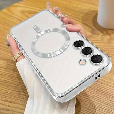 TEMU Case For Galaxy A56 A36 A26 A16 A15 A55 A35 A25 A54 A34 A14 5g Camera Lens Full Protection, Compatible With Magnetic Wireless Charging, Shockproof Electroplated Tpu Phone Cover Image
