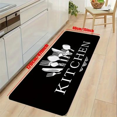 TEMU 1/2pcs Kitchen Rug, Non-slip Floor Mat, Soft And Super Absorbent Hallway Carpet, Machine Washable Carpet, Household Runner Rug, For Kitchen, Living Room, Bathroom, Laundry & Entrance Doorma Image