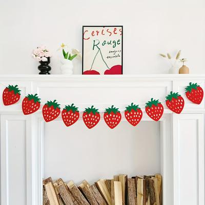 TEMU Strawberry Garland With Pink & Red Berries - Birthday Parties, Spring Celebrations, And Summer Events, Birthday Party Decoration Image