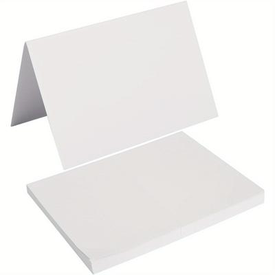 TEMU 50 Blank Greeting Cards - 4x6 Inch Folded Cardstock For Invitations, Weddings And Occasions - White, Diy Thank You Cards Image