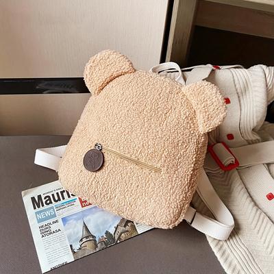 TEMU 1pc Customized Cute Bear Backpack, Custom Name Cute Bear Plush Embroidery Animal Backpack Image