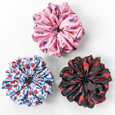 TEMU 3pcs Elegant Ties Set - Large, Floral Print Scrunchies For Women, Perfect Gift For Daily Use, Everyday Hair Accessories | Floral Pattern Ties | Hair Ties, Hair Accessories Image