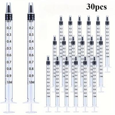 TEMU 10/20/30pcs 0.03oz Plastic Syringe With Tip Cap For Oral Medication And Liquid Measurement, Pet Feeding - Non-sterile, Needle-free Dispensing Tool Image