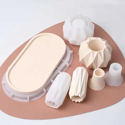 TEMU 4pcs Geometric Vase Storage Jar Candle Holder Mold Set, Home Decor Making Molds, Plaster Mold Kit, Creative Gifts, Diy Molds Image