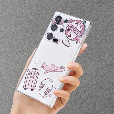 TEMU 1pc Mobile Phone Shell Transparent Soft Shell Fashion Simple Classic Shell, Travel Printed Phone Case, Suitable Galaxys23 S23ultra S22 S21 S20 A55 A54 A53 A34 A33 A32 A25 A24 A23 A14 A13 A05s A05 Image