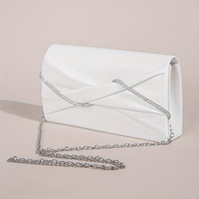 TEMU Elegant Sparkling Rope Ruched Clutch Bag For Women - Detachable Chain Strap & Magnetic Closure, Evening Purse For Weddings, Prom, Parties, Dinners, Party Accessory, Sophisticated Image